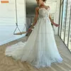 Robe De Mariée Bohème Robe Blanche 2022 Robe De Novia Fermeture Éclair Appliqued Tulle Une Ligne Perles Abito Da Sposa Robes De Mariée Sur Mesure