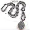 Fashion Boheemse sieraden Natuurlijke steen geknoopte steen bijpassende drop hanger kettingen vrouwen kralen ketting c0219233R5690288
