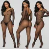 Mulheres Macacões Macacões Sexy Outfits para Mulher Fishnet Full Body Meias Party Club Macacão Strass Malha Meias Transparente Backless Bodysuit 221115