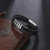 Charme Armbänder Herren Armband Vintage Leder Edelstahl Großhandel Domineering Titan Mode Hand Geflochtene Armreif Männlich Schmuck