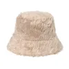 2022 New Winter Fur Bucket Hats For Women Outdoor Warm Hat Soft Fleece Fisherman Cap Korean Fashion Chic Lady Panama Caps Y220818