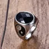 Wedding Rings Engagement Ring Jewellery For Men Vintage Oval Tiger Eye Natural Stones With Yin Yang Symbol Male Accessories5950990