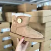 Australien australiska klassiska varma stövlar kvinnor mini halv snö knapp boot aus u5854 vinter full päls fluffy päls satin ankel båge au