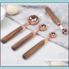 Measuring Tools Measuring Cups 4Pcs Tools Spoon With Graduation Bakery Wooden Handle Rose Gold Flavoring 44Fq Q2 Drop Delivery Home Dhzph