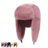Berets Winter Bomber Hats Women Ushanka Cap With Ear Flap Thick Warm Russian Windproof Velvet Hat Protection Adult Solid 58 Cm