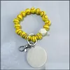 Party Favor Beaded Bracelet Keychain Pendant Party Favor Sports Ball Soccer Baseball Basketball Wooden Bead Drop Delivery Home Garde Dh0As