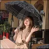 Umbrellas Umbrellas 레이스 여성 비 우산 선 파라과 Mujer Black Parasol Polling Princess Guarda Chuva Invertido UV Protection Dhiuq