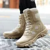 Botas Sapatos de Segurança Homens Botas Militares Táticas Mens Casual Couro SWAT Exército Bota Motocicleta Tornozelo Combate Preto Botas Militares Hombre 221114