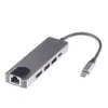 Cable web 5 en 1 Tipo C a RJ45 4K HDTV USB 3.0 Convertidor adaptador de concentrador de carga para MacBook Pro
