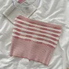 Women's Tanks Pearl Diary Summer Style Chest Wrap Beauty Back Sexy Stripe Knitting Top Women All-Match Unique Sleeveless Close-Fitting