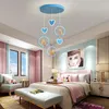 Pendant Lamps Pink LED Princess Bedroom Creative Heart Children's Room Girl's Cartoon Light Fixtures