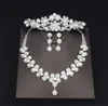 Pearls baratos Drop Rhinestone Joya de joyería de boda Collar Tiaras Coras Pendientes Correo Beading de tres piezas AC5911205