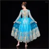 Stage Wear Fashion Blue India Style Ethnic Clothes Uighur Clothing Performance Xinjiang Dance Dress Chinese Folk Costumes