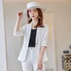 Women's Two Piece Pants Women Business Suits With And Tops Ladies OL Work Wear Pantsuits Yellow 2022 Spring Summer Professional Blazers