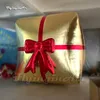 Grande boîte-cadeau gonflable simulée, modèle d'ornement de noël, sac Cube brillant, ballon avec ruban pour la décoration