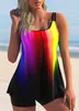 Suits Two Piece Swimsuit Women With Shorts Printed Tankini Swimwear Female Sports Bathing Suit Beachwear Swimming Summer 221107