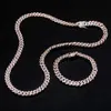 8 mm CZ Miami Cuban Link Chain Diamonds Naszyjnik Bling Bling z zamkniętym zapięciem Naszyjnik z cyrkonem 18 -calowy dla kobiet188t
