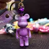 Keychains Creative acrylic standing bear keychain cartoon cute two-color violent bear car key chain bag ornament T220909