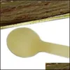 Cucchiai 100 pezzi Mini gelato Cucchiaio di legno Posate usa e getta Legno Dessert Scoop Torta Cucchiai di formaggio occidentale Take Out Delivery Table Dhut5