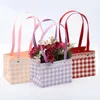 Emballage cadeau fleur emballage boîte couleur grille Portable fleuriste Bouquet panier sac fourre-tout pour mariage fête d'anniversaire fête des mères cadeaux décor