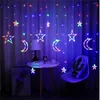 Strings 3.5m Star Moon Curtain String Light For Indoor Outdoor Bedroom Kitchens Terraces 220v With Tail Plug Eu