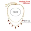 Chains Vintage Gold Layers Water Drop Red Crystals Trendy Choker Necklaces Collier Jewelry