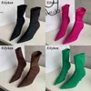 Boots New Spring Autumn Stretch Fabric Women Ankle Boots Sexy Pointed Toe High Heels Fashion Female Socks Pumps Shoes 220913