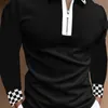 Herren Polos Kleidung Schwarz Weiß Langarm Herren Poloshirts Lässige Mode Umlegekragen Reißverschluss Design Tops 221114