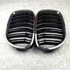 F01 Grilhas de capuz frontal preto de 2 latos brilhantes para BMW 7 Series 2008-2014 730D 740D 750D Mesh Grille Car Styling