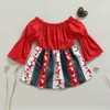 Girl Dresses Christmas Little Girls Breathable Dress Elk Snowflake Printing Splicing Off Shoulder Flare Long Sleeve Princess Skirt