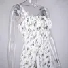 Casual Dresses Wepbel Floral Dress Women Tie-Neck rygglös High Slit Suspender Summer Sleeveless Slim Fits Spaghetti Strap Camis