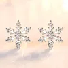 Decorações de Natal Crystal Zircon Snowflake Brincos para mulheres Brincho de shiny shiny Brincho de meninas de aniversário Presentes de joalheria