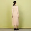 Повседневные платья Франция Высококачественные вязаные полосы контраст V шея с длинным рукавом a-line Женщины Элегантные одноразовые Slim 221114