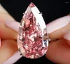 Wedding Rings Style Water Drop Pear Shaped Pink Crystal Topaz Ring