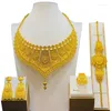 Collana Orecchini Set 24k Placcato oro Dubai Bracciale da sposa Orecchino Anello Medio Oriente Arabian Gioielli da donna a quattro pezzi PRO30083