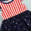 Robes de fille CitgeeSummer Independent Day Kid Dress Sleeve Striped Star Print Mesh Loose Clothes