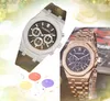 Toppm￤rke Mens Full Functional Stopwatch Watches 42mm Set Auger Popul￤ra klockor Rostfritt st￥lkvartkalender