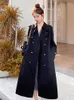 Women's Trench Coats LANMREM Black Coat For Women 2022 Autumn Double Breasted Loose Fashion Long Windbreaker Female Streetwear 2R5271