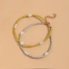 Anklets B￶hmen Multi-Layer Armband Guldf￤rgp￤rlor Kedja Anklet Sandaler Pearl Barefoot Summer Beach Foot Bridal Jewelry