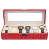 Watch Boxes 6 Slots Handmade Box Clock Time Case For Holding