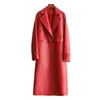 Women's Leather Genuine Real Sheepskin Suede Coat Jacket Lady Dress Spring Autumn Women Outerwear Long Garment LF21040KQN