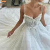 Robe De Mariée Bohème Robe Blanche 2022 Robe De Novia Fermeture Éclair Appliqued Tulle Une Ligne Perles Abito Da Sposa Robes De Mariée Sur Mesure