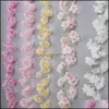 Decorative Flowers Wreaths 1 8M Sakura Rattan Flower Simation Vine Festive Wedding Arch Decoration Artificial Blossom Flowers Brid Dhts4