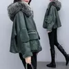 Kvinnors p￤ls gr￶n faux lamm ullrock hoodie manteau kvinnor vinter femme stor krage huva kappa utkl￤der jacka