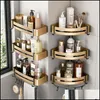 Bath Accessory Set Wall Mounted Bathroom Shelf Shower Storage Towel Rack Toilet Brush Waterproof Tissue Box Hook Accessories Set 220 Dhtld