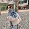 Women's Fur 2022 Autumn And Winter Women's Cow Stitching Young Fashion Parka Quilted Large Collar Faux Cotton Coat