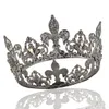 Joyería para el cabello de la boda Barroco Vintage Crystal Big Tiaras Black Crowns Royal King Crown para hombres Round Retro Prom Party Gothic Vestuario Accesorios 221109