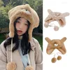 Beralar Koreli Kadın Kış Örme Beanie Şapka Kulaklar Düz Renk Dış Mekan Sıradan Esnek Kayak Kafataları Kapak Kulak 094B
