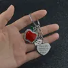 HART CHARM roestvrijstalen lerarendag sleutelring voor lerarenbrief druipend olie -email Keychain Flower Pendant Key Chain Fashion sieraden