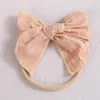 Accessoires pour cheveux, nœuds de ruban en coton solide, bandes mignonnes pour bébés filles, bandeau en Nylon doux, cadeau d'anniversaire pour enfants nés